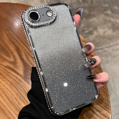 iPhone 17e / 16e Diamond Gradient Glitter TPU Phone Case - Gradient Silver