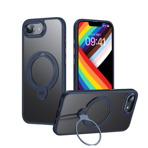 iPhone 17e / 16e Double Ring MagSafe Magnetic Holder Phone Case - Matte Blue