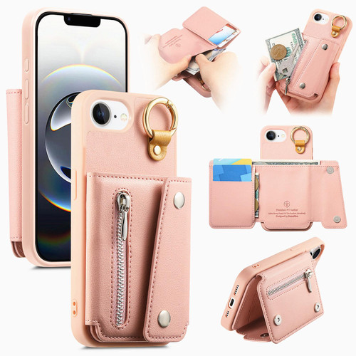 iPhone 17e / 16e Dream Wallet D Buckle Leather Back Cover Phone Case - Pink