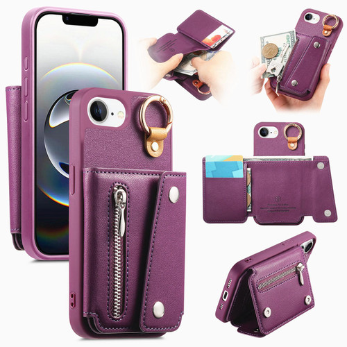 iPhone 17e / 16e Dream Wallet D Buckle Leather Back Cover Phone Case - Purple