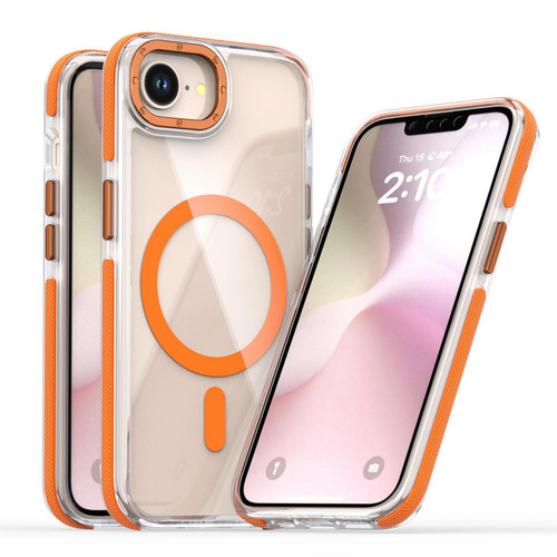 iPhone 17e / 16e Dual-Color Clear Acrylic Hybrid TPU MagSafe Phone Case - Orange