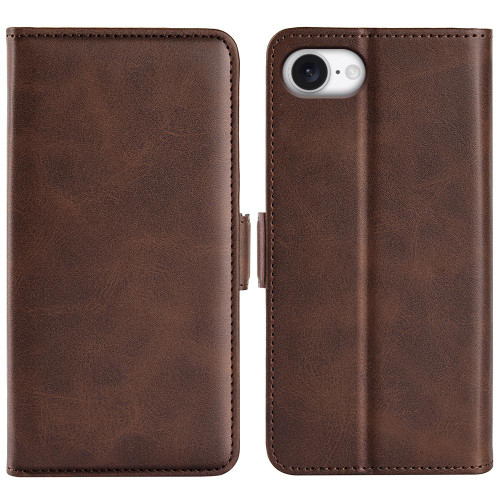 iPhone 17e / 16e Dual-side Magnetic Buckle Horizontal Flip Leather Phone Case - Brown