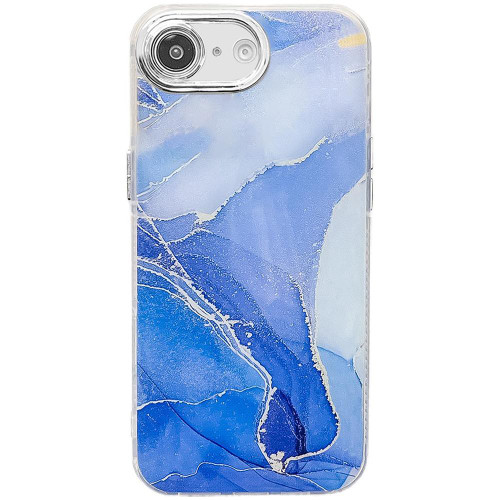 iPhone 17e / 16e Electroplated Marble Texture Phone Case - Dark Blue M16