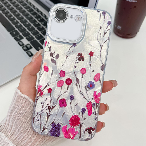 iPhone 17e / 16e Electroplating Flowers Plants Texture TPU Phone Case - Carnation FL7