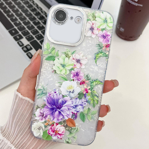 iPhone 17e / 16e Electroplating Flowers Plants Texture TPU Phone Case - Colorful Peony FL10