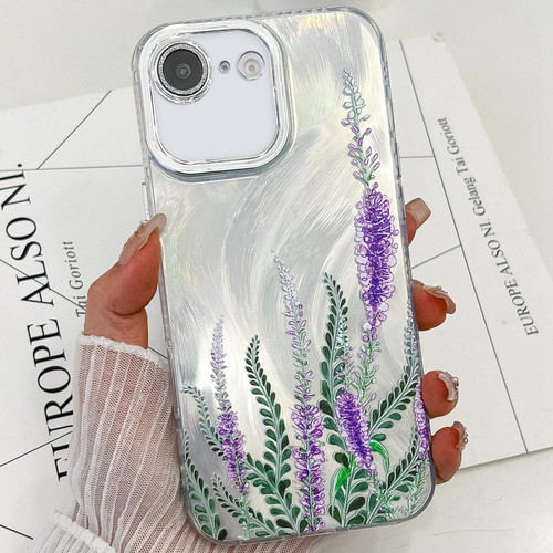 iPhone 17e / 16e Electroplating Flowers Plants Texture TPU Phone Case - Lavender FL3