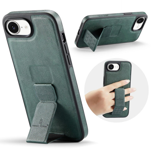 iPhone 17e / 16e Fierre Shann Oil Wax Cow Leather Holder Back Phone Case - Green