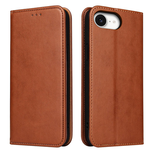 iPhone 17e / 16e Fierre Shann PU Genuine Leather Texture Phone Case - Brown