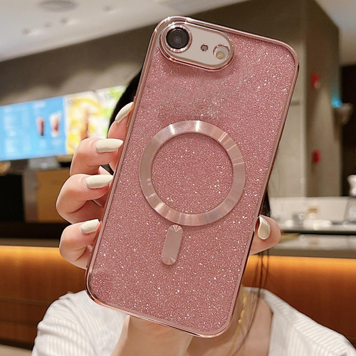 iPhone 17e / 16e Glitter Electroplating MagSafe TPU Phone Case - Rose Gold