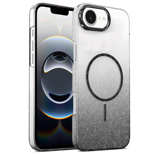 iPhone 17e / 16e Gold Diamond Glitter Gradient MagSafe Shockproof Phone Case - Black