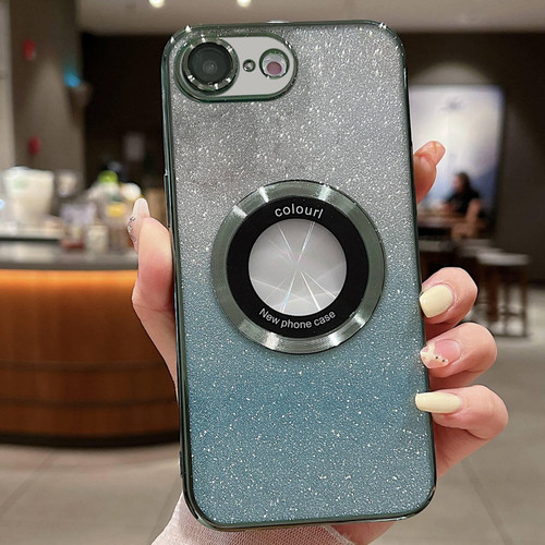 iPhone 17e / 16e Gradient Glitter Electroplating MagSafe TPU Phone Case - Green