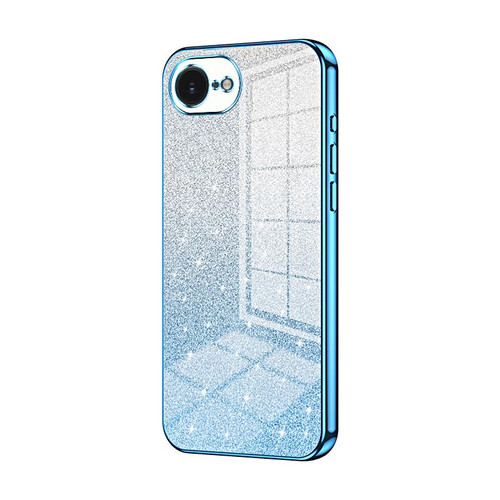 iPhone 17e / 16e Gradient Glitter Powder Electroplated Phone Case - Blue