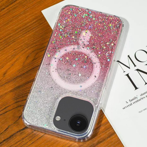 iPhone 17e / 16e Gradient Glitter Starry MagSafe Phone Case - Gradient Pink