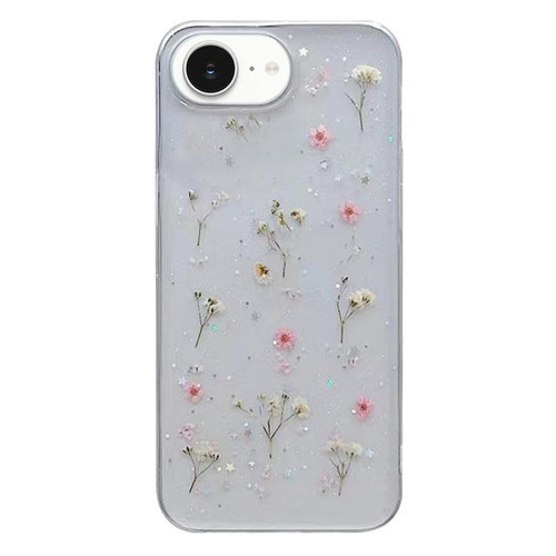 iPhone 17e / 16e Gypsophila Flowers Pattern TPU Protective Phone Case - Pink
