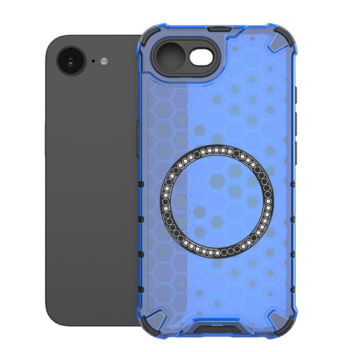 iPhone 17e / 16e Honeycomb Magnetic Ring Shockproof Phone Case - Blue