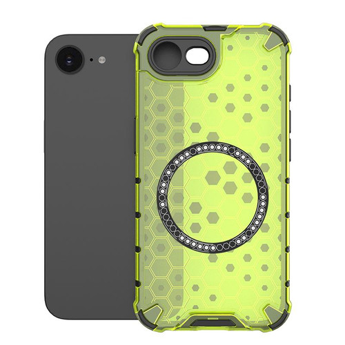 iPhone 17e / 16e Honeycomb Magnetic Ring Shockproof Phone Case - Green