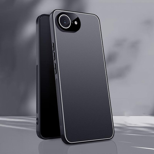 iPhone 17e / 16e Ice Aluminum Metal Explosion-proof Frosted Phone Case - Black
