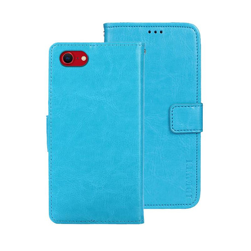 iPhone 17e / 16e idewei Crazy Horse Texture Leather Phone Case - Sky Blue