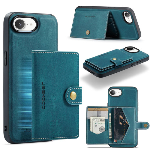 iPhone 17e / 16e JEEHOOD J01 Retro Magnetic Detachable Wallet Phone Case - Blue