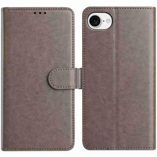 iPhone 17e / 16e Lambskin 8-card Slot Leather Phone Case - Grey