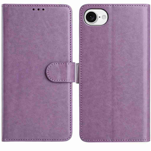 iPhone 17e / 16e Lambskin 8-card Slot Leather Phone Case - Purple