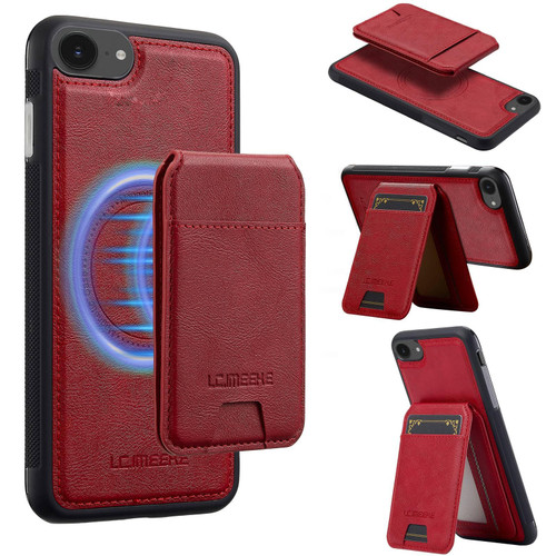 iPhone 17e / 16e LC.IMEEKE L3 Series Detachable RFID Card Bag Magsafe Phone Case - Red