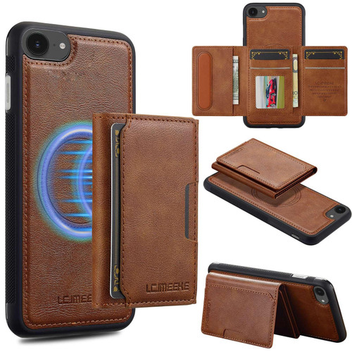 iPhone 17e / 16e LC.IMEEKE L5 Series Detachable RFID Card Bag Magsafe Phone Case - Brown