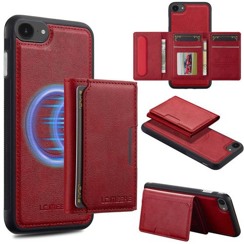 iPhone 17e / 16e LC.IMEEKE L5 Series Detachable RFID Card Bag Magsafe Phone Case - Red