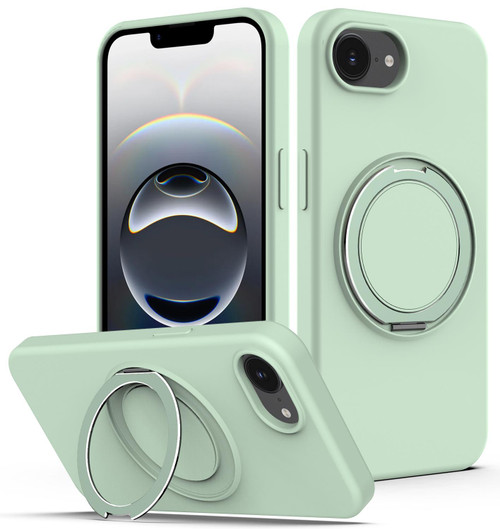 iPhone 17e / 16e Liquid Silicone MagSafe Phone Case with Rotating Holder - Green