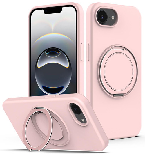 iPhone 17e / 16e Liquid Silicone MagSafe Phone Case with Rotating Holder - Pink