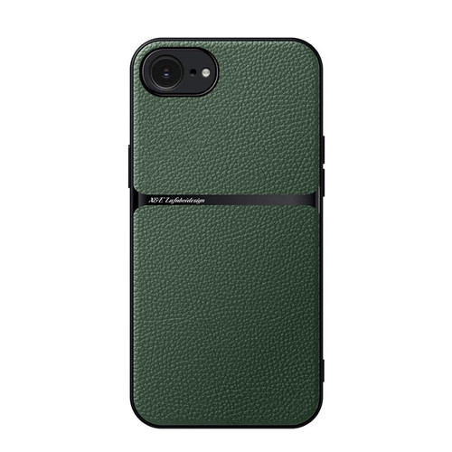 iPhone 17e / 16e Litchi Leather Magnetic Full Coverage Shockproof Phone Case - Green