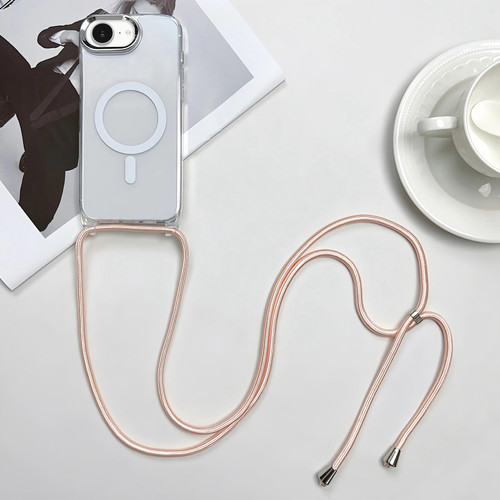 iPhone 17e / 16e MagSafe Magnetic PC + TPU Phone Case with Lanyard - Pink Gold