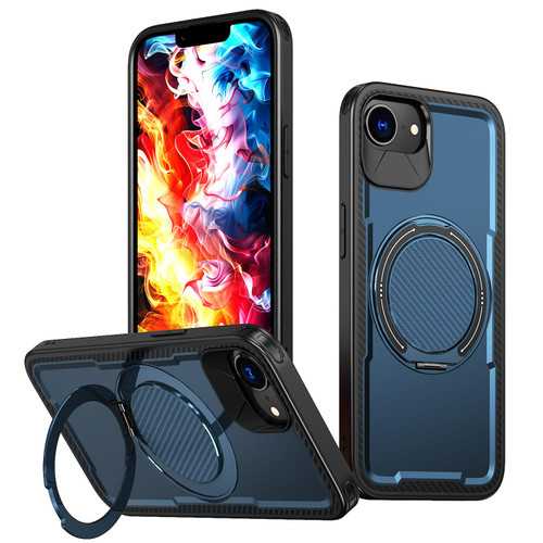 iPhone 17e / 16e Metal 360 Degree Rotation Holder MagSafe Phone Case - Navy Blue