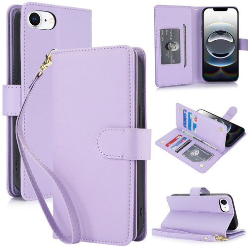 iPhone 17e / 16e Multi-Card Wallet RFID Leather Phone Case - Light Purple