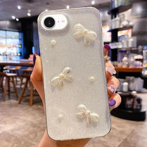 iPhone 17e / 16e Pearl Bow Glitter Epoxy TPU Phone Case - Three Knots