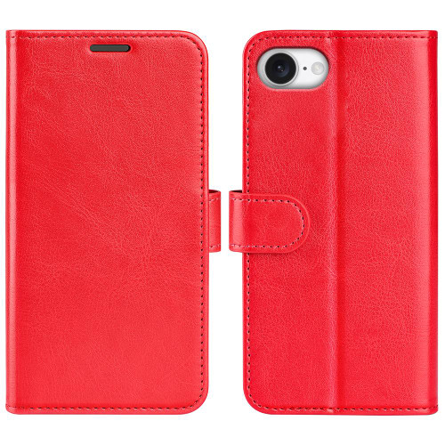 iPhone 17e / 16e R64 Texture Horizontal Flip Leather Phone Case - Red