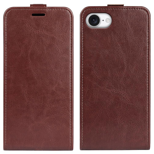 iPhone 17e / 16e R64 Texture Single Vertical Flip Leather Phone Case - Brown