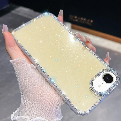 iPhone 17e / 16e Rhinestone Glitter TPU 4-corners Anti-fall Phone Case - Light Yellow