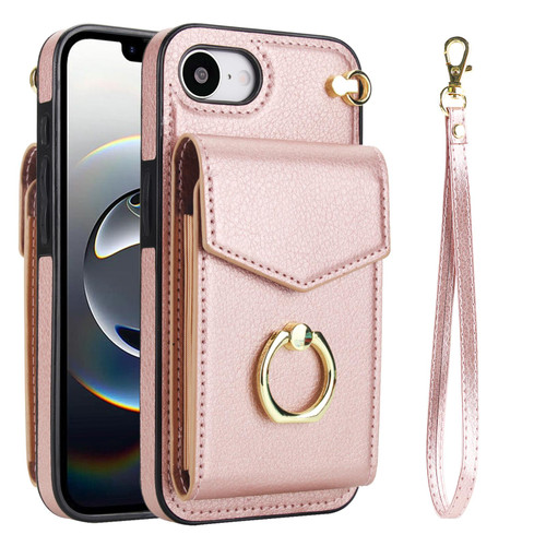iPhone 17e / 16e Ring Holder RFID Card Slot Phone Case - Rose Gold
