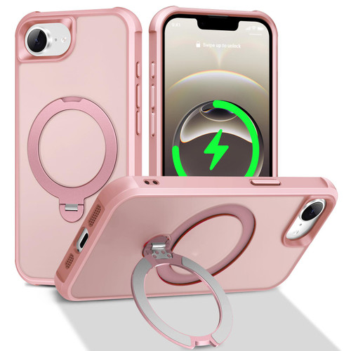 iPhone 17e / 16e Rotating Pivot Bracket Magnetic Phone Case - Pink