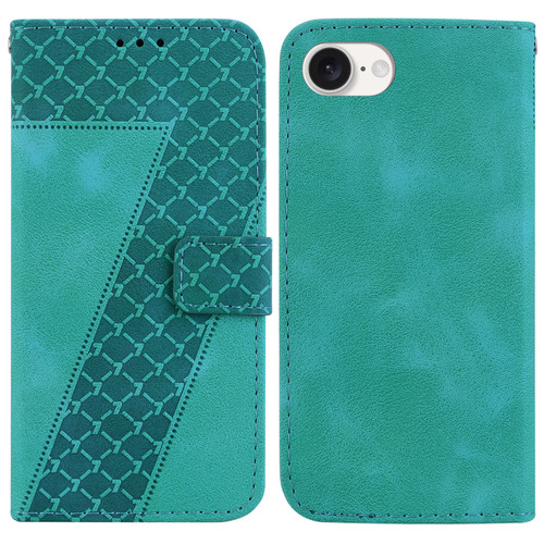 iPhone 17e / 16e Seven-shaped Embossed Leather Phone Case - Blue