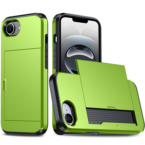 iPhone 17e / 16e Shockproof Armor Phone Case with Card Slot - Green