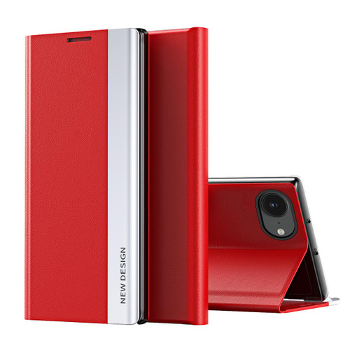 iPhone 17e / 16e Side Electroplated Adsorption Leather Phone Case - Red