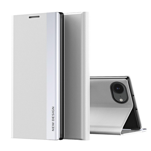 iPhone 17e / 16e Side Electroplated Adsorption Leather Phone Case - Silver