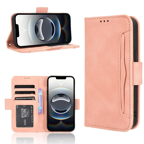 iPhone 17e / 16e Skin Feel Calf Texture Card Slots Leather Phone Case - Pink