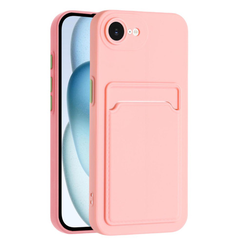 iPhone 17e / 16e Skin Feel Card Contrast Color Button TPU Phone Case - Pink
