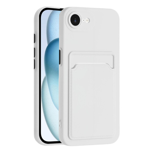 iPhone 17e / 16e Skin Feel Card Contrast Color Button TPU Phone Case - White