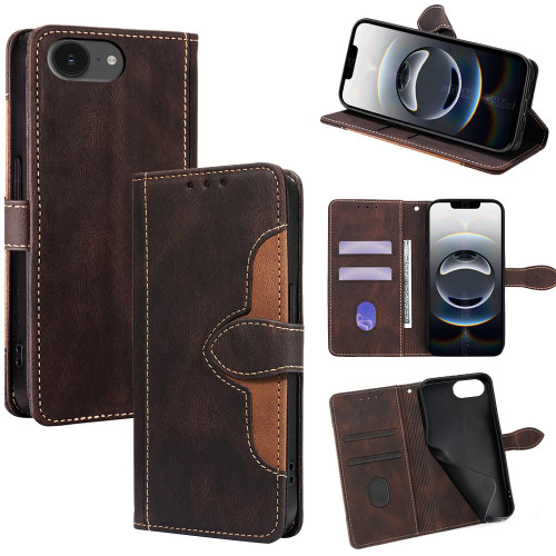 iPhone 17e / 16e Skin Feel Magnetic Buckle Leather Phone Case - Brown