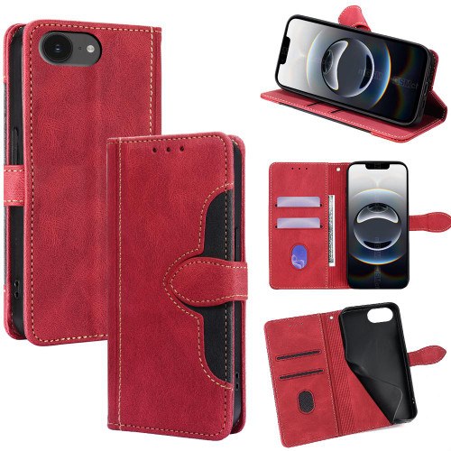 iPhone 17e / 16e Skin Feel Magnetic Buckle Leather Phone Case - Red