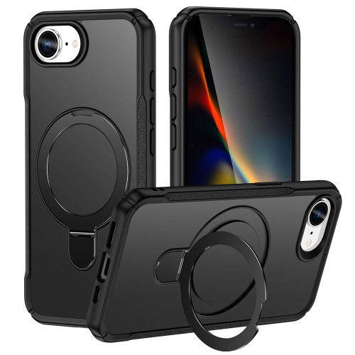 iPhone 17e / 16e Skin Feel Magnetic Holder MagSafe Phone Case - Black